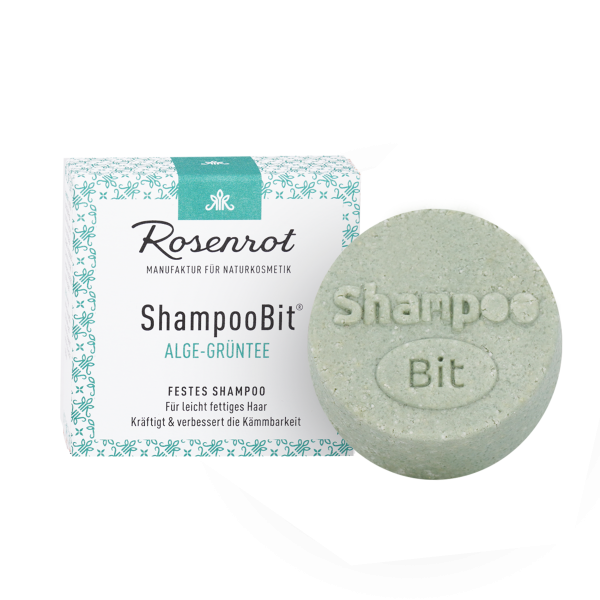 Rosenrot ShampooBit - festes Shampoo Alge-Grüntee 55 g (in Schachtel)