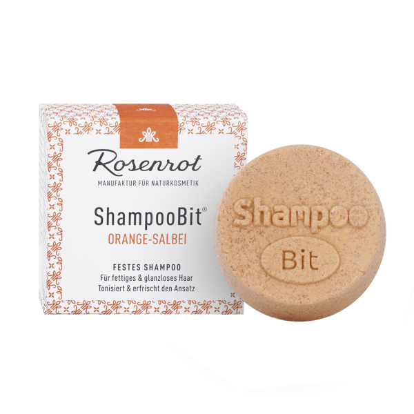 Rosenrot ShampooBit - festes Shampoo Orange-Salbei 55 g (in Schachtel)